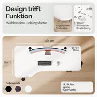 Zit Sta Bureau In hoogte verstelbaar - Wit 160x75x73-118cm - thumbnail