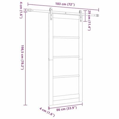 Schuifdeur ORKDAL Bruin 86 x 198.5 cm Massief grenenhout - thumbnail