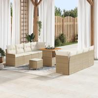 Tuinbankenset met kussen 11 pcs Beige poly rattan - thumbnail