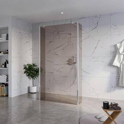 Fortifura Galeria Vrijstaande Inloopdouche - 110x200cm - Rookglas - antikalk - 8mm veiligheidsglas - 2 zijwanden 30cm - wandsteunen en hoekprofielen - Chroom SW927766 2x/SW915252/SW797930 2x/SW358024 2x