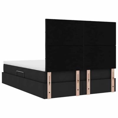 Opslag bed met matras met opslag Zwart 140 x 190 cm Nep Leer