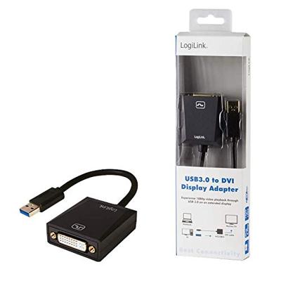 LogiLink UA0232 USB / DVI Adapter [1x USB 3.2 Gen 1 stekker A (USB 3.0) - 1x DVI-bus 24+5-polig] Zwart 10.00 cm