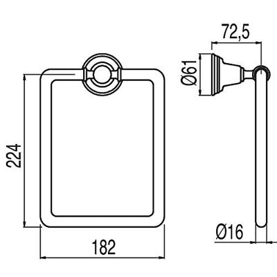 Handdoekring Tres Clasic Vierkant RVS Handdoekring Tres Clasic Vierkant RVS