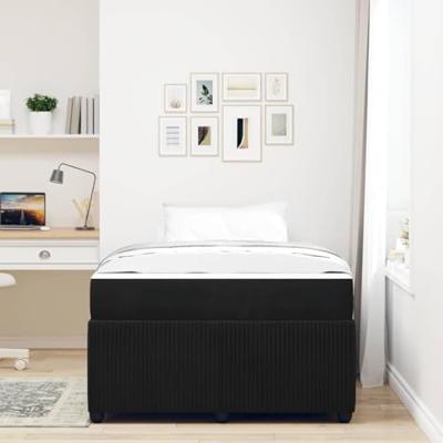 Bedframe met matras met matras Zwart 120 x 190 cm Fluweel