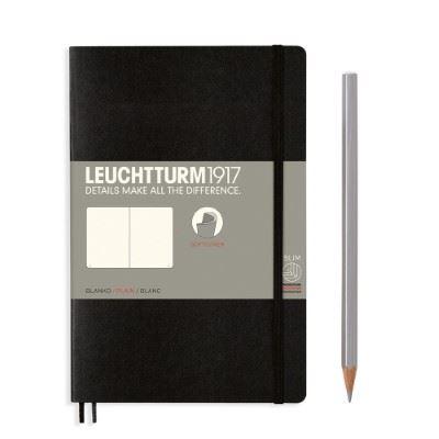 Leuchtturm Black, Softcover, Paperback (B6+), 123 p., plain