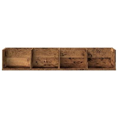 Cd-wandschap 100x18x18 cm bewerkt hout oud houtkleurig