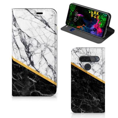 LG G8s Thinq | Standcase | Marmer Wit Zwart - Origineel Cadeau Man LG G8s Thinq | Standcase | Marmer Wit Zwart - Origineel Cadeau Man