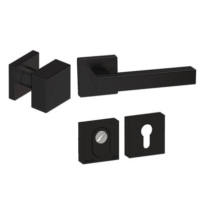 Hardbrass Voordeurset Quadro 50 3-delig vierkant SKG3 met kerntrekbeveiliging - zwart Hardbrass Voordeurset Quadro 50 3-delig vierkant SKG3 met kerntrekbeveiliging - zwart