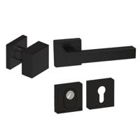 Hardbrass Voordeurset Quadro 50 3-delig vierkant SKG3 met kerntrekbeveiliging - zwart - thumbnail