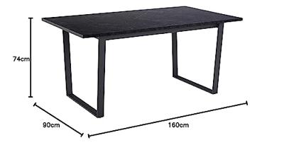 Bendt Eettafel 'Per' Marmerlook, 160 x 90cm, kleur zwart
