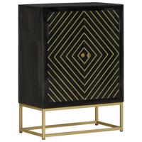 Dressoir met 2 deuren 55x30x75 cm mangohout zwart en goud - thumbnail
