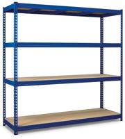 Avasco rek Robus 400, ft 180 x 180 x 60 cm, 4 legborden, uit metaal, blauw - thumbnail
