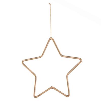 Handgemaakte Hanger Messing - Goudkleurig Lurex Textielvezel - Ster Handgemaakte Hanger Messing - Goudkleurig Lurex Textielvezel - Ster