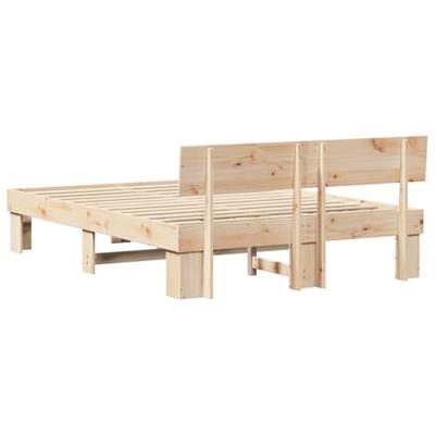 Bedframe met hoofdeinde Bruin 140 x 200 cm Massief grenenhout