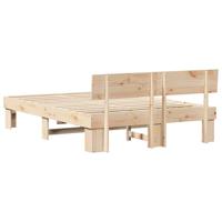 Bedframe met hoofdeinde Bruin 140 x 200 cm Massief grenenhout - thumbnail