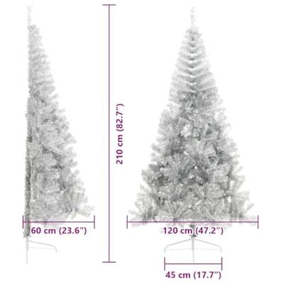 VidaXL Kunstmatig voorverlicht kerstboom met 300 led zilver 210 cm pet