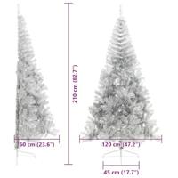 VidaXL Kunstmatig voorverlicht kerstboom met 300 led zilver 210 cm pet - thumbnail