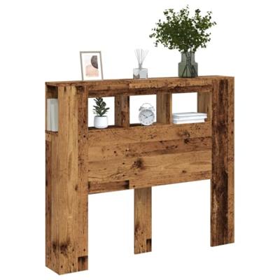 Hoofdeinde met LED 120x18,5x103,5 cm bewerkt hout oud hout