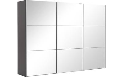 Goossens Kledingkast Easy Storage Sdk, 303 cm breed, 220 cm hoog, 3x 3 paneel spiegel schuifdeuren