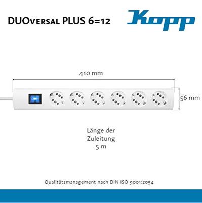 Kopp 234302019 Stekkerdoos met schakelaar 6-voudig Wit Randaarde stekker 1 stuk(s) Kopp 234302019 Stekkerdoos met schakelaar 6-voudig Wit Randaarde stekker 1 stuk(s)