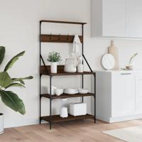 VidaXL Bakkersrek met haken 4-laags bewerkt hout bruin eikenkleurig - thumbnail