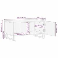 Salontafels met plank Geometrisch met opslag met de deur Bruin 80 x 50 x 40 cm massief mangohout - thumbnail