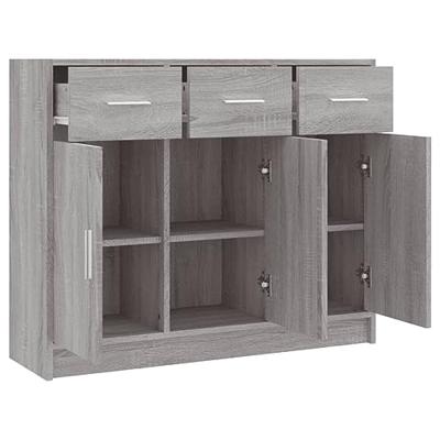 Dressoir 91x28x75 cm bewerkt hout grijs sonoma eikenkleurig