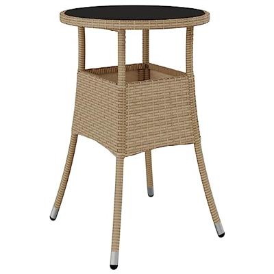 5-delige Tuinset met kussens poly rattan en glas beige