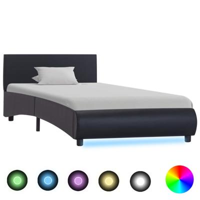 Bedframe met LED kunstleer zwart 90x200 cm Bedframe met LED kunstleer zwart 90x200 cm