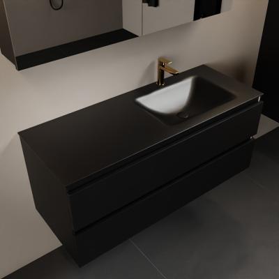 MONDIAZ AIVY 120cm badmeubel Urban, wastafel Urban solid surface rechts 1 kraangat met spiegelkast (AI-351641URBAN-SI - AI-M120URRE - AI-C120URMI)