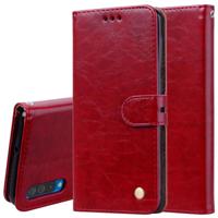 Business stijl olie Wax textuur horizontale Flip lederen case voor Galaxy A50 met houder & kaartsleuven & portemonnee (rood) - thumbnail