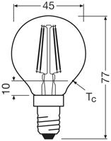 OSRAM HOMELIGHTING 4058075447875 LED-lamp Energielabel E (A - G) E14 Kogel 6.5 W = 60 W Warmwit (Ø x h) 45.0 mm x 84 mm 1 stuk(s) - thumbnail