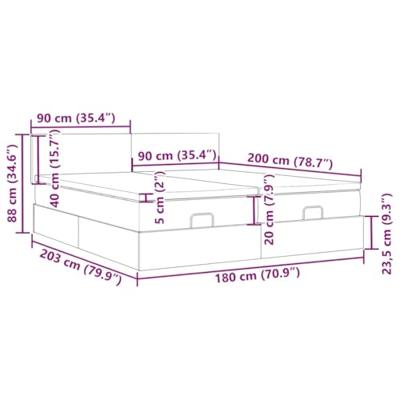 Ottoman bed met matrassen 180x200cm stof donkergrijs