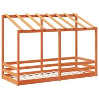 Kinderbed met bedhuis 75x190 cm massief grenenhout wasbruin - thumbnail