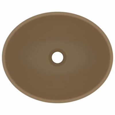 VidaXL Wastafel ovaal 40x33 cm keramiek matcrème