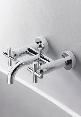 Hotbath Cobber lage wastafelmengkraan met gebogen uitloop zonder waste mat wit CB003CWH