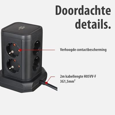 Brennenstuhl 1153560010 Stekkerdoostoren Zwart 1 stuk(s)