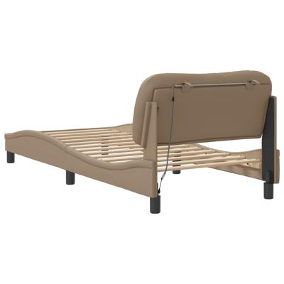 Bedframe met LED-verlichting kunstleer cappuccino 100x200 cm - thumbnail