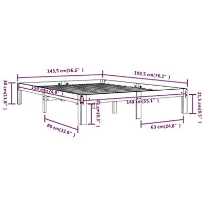 Bedframe massief grenenhout wit 140x190 cm Bedframe massief grenenhout wit 140x190 cm