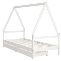 Kinderbedframe met lades 80x200 cm massief grenenhout wit - thumbnail