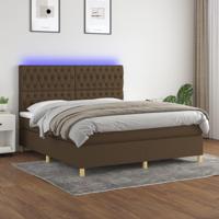 Boxspring met matras en LED stof donkerbruin 160x200 cm - thumbnail