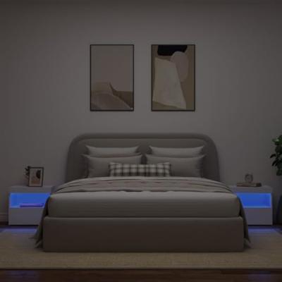 Nachtkastjes met LED-verlichting 2 st 50x40x45 cm wit Nachtkastjes met LED-verlichting 2 st 50x40x45 cm wit