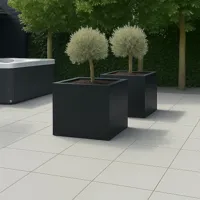 GLM plantenbak Casablanca met bodem Zwart 60x60x60cm - thumbnail