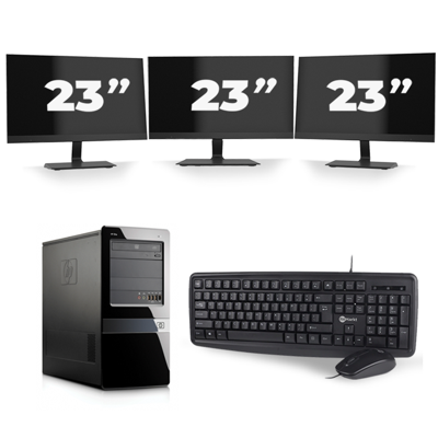 HP Pavilion 7000 Micro Tower - Intel Core i3-2e Generatie - 8GB RAM - 256GB SSD - Windows 10 + 3x 23 inch Monitor