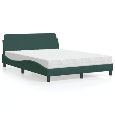 Bed met matras "Dover" fluweel donkergroen 140x190 cm