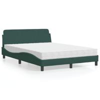 Bed met matras "Dover" fluweel donkergroen 140x190 cm - thumbnail