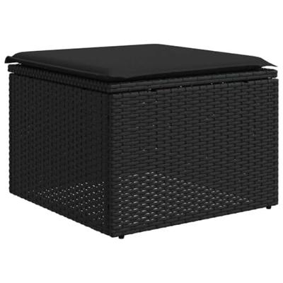 7-delige Loungeset met kussens poly rattan zwart