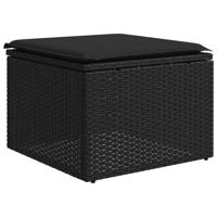 7-delige Loungeset met kussens poly rattan zwart - thumbnail