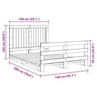 Bedframe met hoofdbord massief grenenhout wit 140x200 cm - thumbnail
