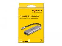 Delock 64238 64238 USB-hub 4 poorten USB-C USB 3.2 Gen1 5 GBit/s Met USB-C stekker Grijs - thumbnail